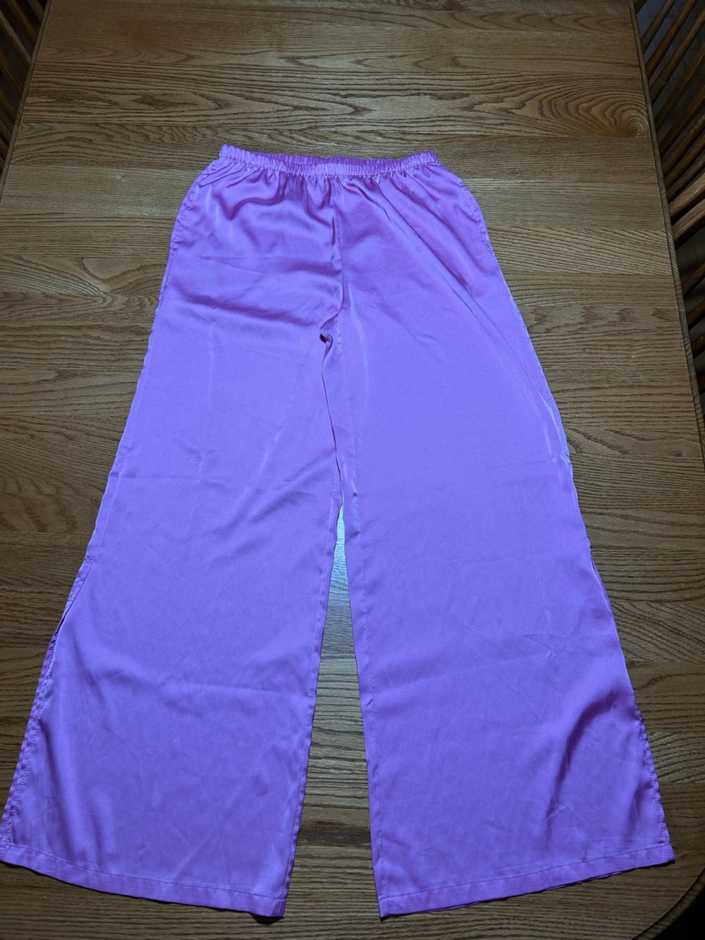 Women’s Auden Wide-Leg Satin Pajama Pants Pink Size Small